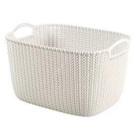   Kötött hatású kosár, L méret, CURVER "Knit", fehér