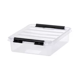   Műanyag tárolódoboz, 1 liter, fekete fogantyúkkal, SMARTSTORE "Classic 1", átlátszó