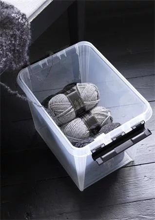 Műanyag tárolódoboz, 14 liter, fekete fogantyúkkal, SMARTSTORE "Classic 11", átlátszó