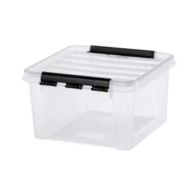   Műanyag tárolódoboz, 8 liter, fekete fogantyúkkal, SMARTSTORE "Classic 12", átlátszó