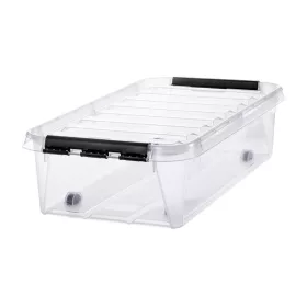   Műanyag tárolódoboz, 31 liter, fekete fogantyúkkal és görgőkkel, SMARTSTORE "Classic 35", átlátszó