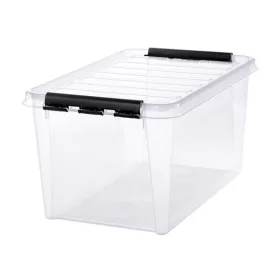   Műanyag tárolódoboz, 47 liter, fekete fogantyúkkal, SMARTSTORE "Classic 45", átlátszó