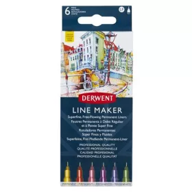   Tűfilc készlet, 0,3 mm, DERWENT "Line Marker", 6 különböző szín