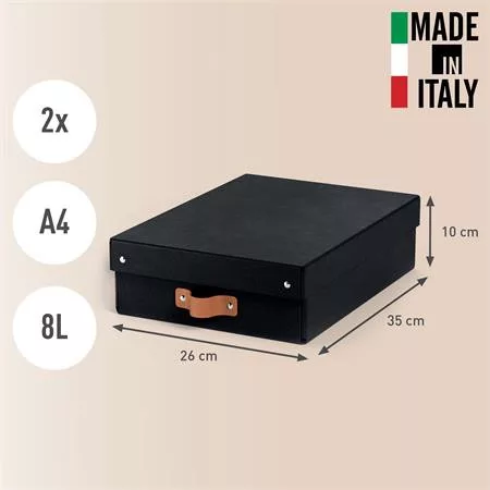 Tárolódoboz, M méret, alacsony, LEITZ "Puro", fekete