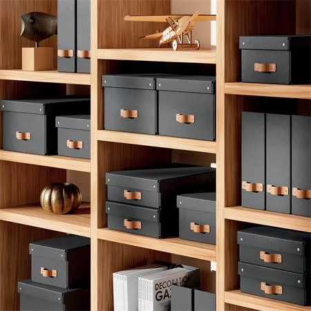 Tárolódoboz, M méret, alacsony, LEITZ "Puro", fekete