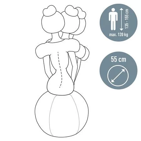 Ülőlabda, nehezékkel, 55cm, LEITZ "Ergo Active", sötétszürke