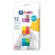 Gyurma, készlet, 12x25 g, égethető, FIMO "Soft Brillant", 12 különböző szín