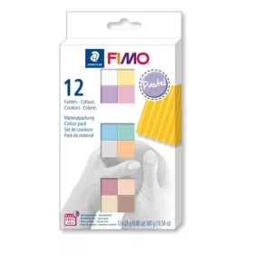   Gyurma, készlet, 12x25 g, égethető, FIMO "Soft Pastel" 12 különböző szín