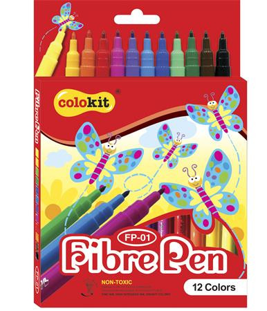 Filctoll készlet, COLOKIT "FibrePen", 12 különböző szín