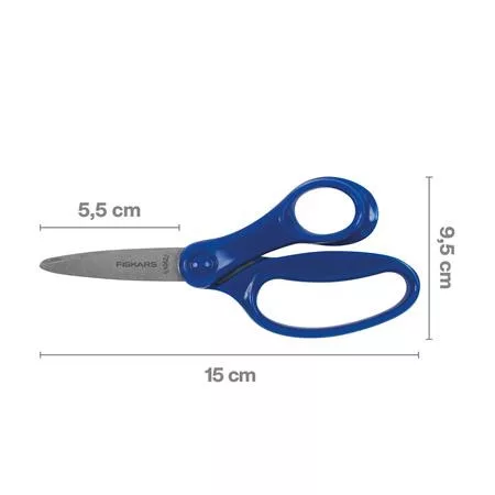 Olló, iskolai, 15 cm, FISKARS, kék