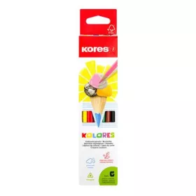   Színes ceruza készlet, háromszögletű, KORES "Triangular", 6 különböző szín