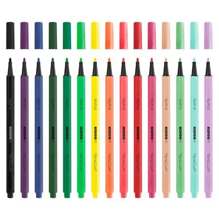 Filctoll készlet, kimosható, KORES "K-beats", 15 különböző szín