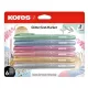 Szövegkiemelő készlet, 3-5 mm, KORES "Glitter", 6 különböző csillámos szín