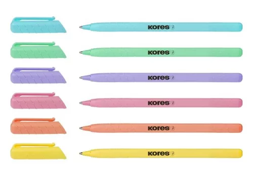 Golyóstoll, 1,0 mm, kupakos, háromszögletű, KORES "KOR-M Pastel", kék