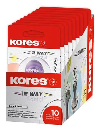 Hibajavító roller, 4,2 mm x 8 m, KORES "2WAY Pastel", vegyes pasztell színekben