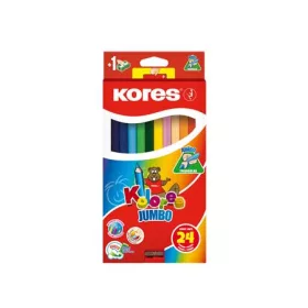   Színes ceruza készlet, háromszögletű, jumbo, KORES "Kolores Jumbo", 24 különböző szín