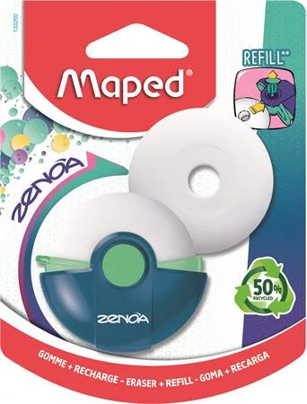 Radír, műanyag tokos, utántöltővel, MAPED "Zenoa", vegyes színek