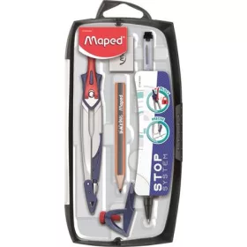   Körző készlet, rögzíthető lábakkal, 7 darabos, MAPED "Stop System"