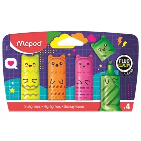   Szövegkiemelő készlet, 1-5 mm, MAPED „Fluo Peps Mini Kawaii”, 4 különböző szín