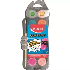   Vízfesték, 12 szín, 30 mm átm/szín + ajándék ecset, MAPED