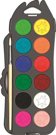 Vízfesték, 12 szín, 30 mm átm/szín + ajándék ecset, MAPED