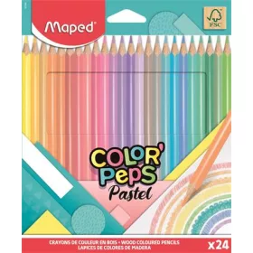   Színes ceruza készlet, háromszögletű, MAPED "Color'Peps Pastel", 24 különböző pasztell szín