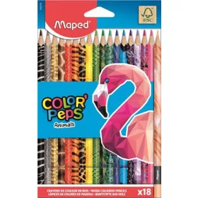   Színes ceruza készlet, háromszögletű, MAPED "Color'Peps Animal", 18 különböző szín