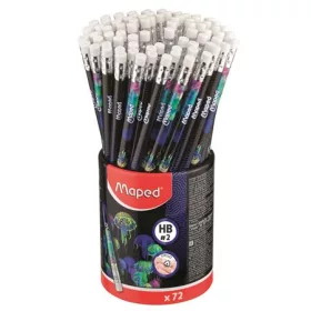   Grafitceruza radírral, ceruzatartó, HB, háromszögletű, MAPED "Deepsea Paradise", 72 darab