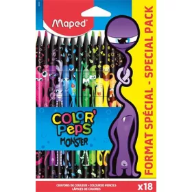   Színes ceruza készlet, háromszögletű, MAPED "Color'Peps Monster" 18 különböző szín