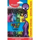 Színes ceruza készlet, háromszögletű, MAPED "Color'Peps Monster" 18 különböző szín