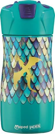 Kulacs, 430 ml, rozsdamentes acél, MAPED PICNIK "Concept Kids Dragon", sárkány