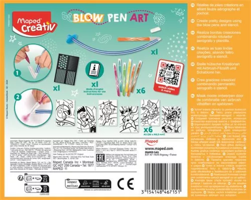 Fújós filctoll készlet, csíkozás, MAPED CREATIV "Blow pen Art"