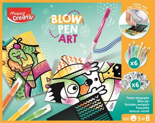 Fújós filctoll készlet, csíkozás, MAPED CREATIV "Blow pen Art"