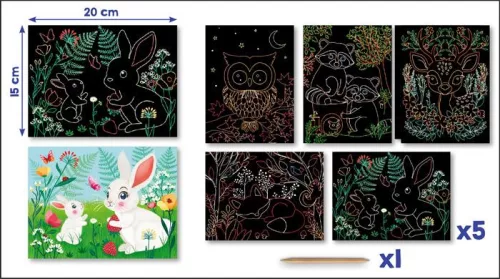 Képkarcoló készlet, erdei állatok, MAPED CREATIV "Scratch Cards"