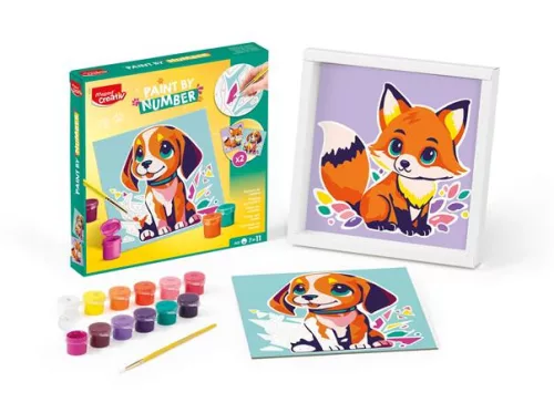Számfestő készlet, kutya és róka, MAPED CREATIV "Paint by number"