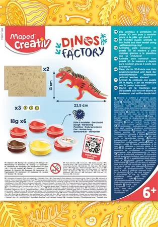 Dínó készítő modellező gyurmakészlet, T-Rex, MAPED CREATIV "Dinos factory"
