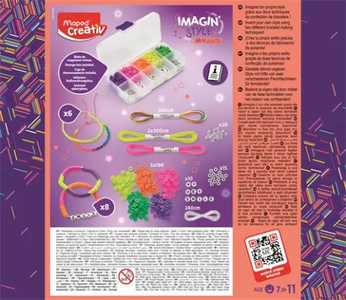 Karkötő készítő készlet, neon, MAPED CREATIV "Imagin' Style"