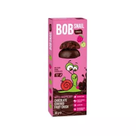   Gyümölcs snack, 30 g, BOB SNAIL, alma-málna étcsokoládéban