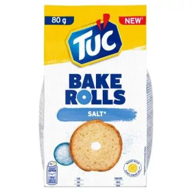   Pirított kenyérkarika, 80 g, TUC "Bake Rolls", sós