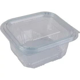   Ételtároló doboz, egybefedeles, műanyag, szögletes, 500 ml, 100 db, "Party", víztiszta