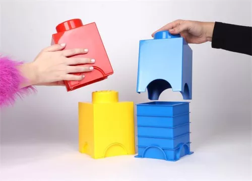 Tárolódoboz, szögletes, LEGO, piros