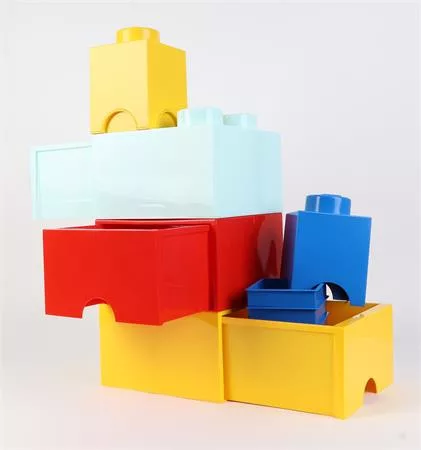 Tárolódoboz, szögletes, LEGO, sárga