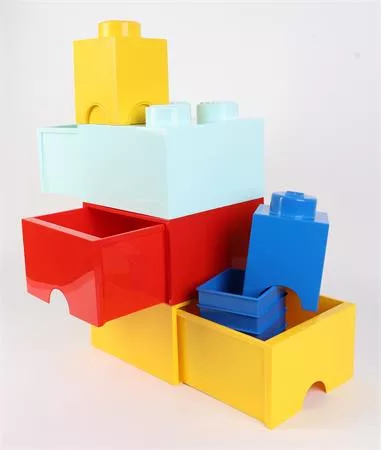 Tárolódoboz, szögletes, LEGO, sárga