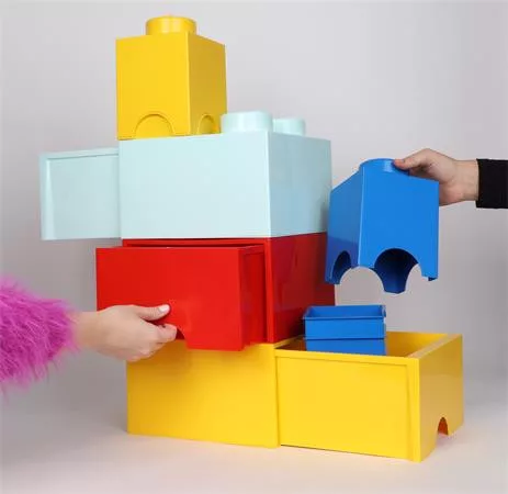 Tárolódoboz, szögletes, LEGO, sárga