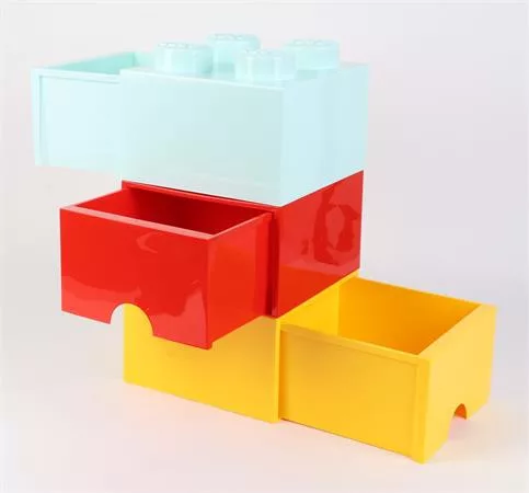 Tárolódoboz, fiókos, LEGO "Brick", vízkék