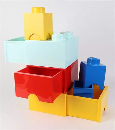 Tárolódoboz, fiókos, LEGO "Brick", vízkék