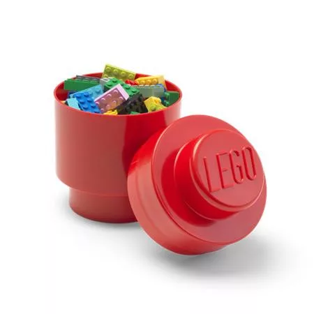 Tárolódoboz, henger, LEGO, piros