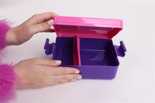 Uzsonnás doboz, LEGO "Bee", lila-rózsaszín-mintás