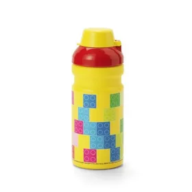 Kulacs, 390 ml, LEGO "Brick", sárga-piros-mintás