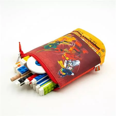 Tolltartó, cipzáras, pop-up, LEGO "Ninjago Dragon Power", piros-sárga-mintás